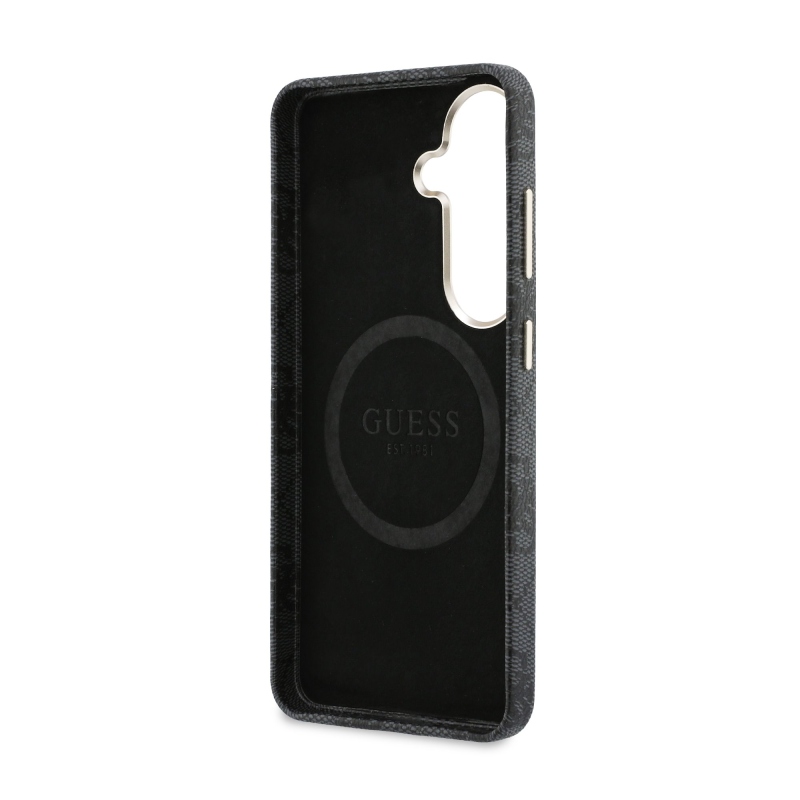 Guess PU 4G Script Metal Logo Magnetic Back Cover pre Samsung Galaxy S26 Black
