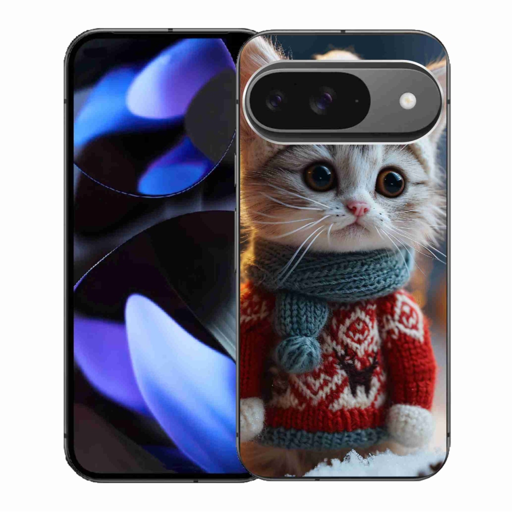 Gélový kryt mmCase na Google Pixel 9/9 Pro - mačiatko vo svetri