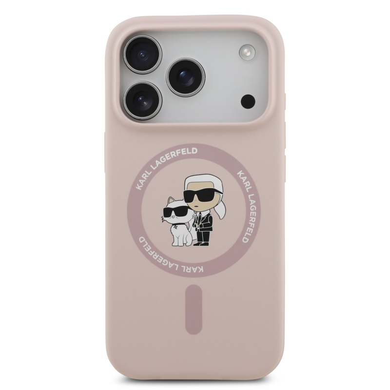 Karl Lagerfeld Liquid Silicone Karl and Choupette MagSafe zadný kryt pre iPhone 17 Pro Pink