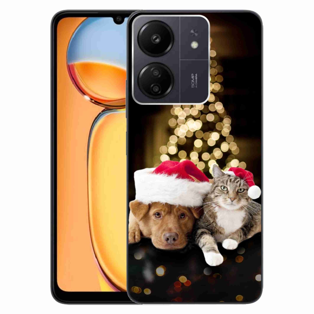 Gélový kryt mmCase na Xiaomi Poco C65/Redmi 13C - vianočný pes a mačka