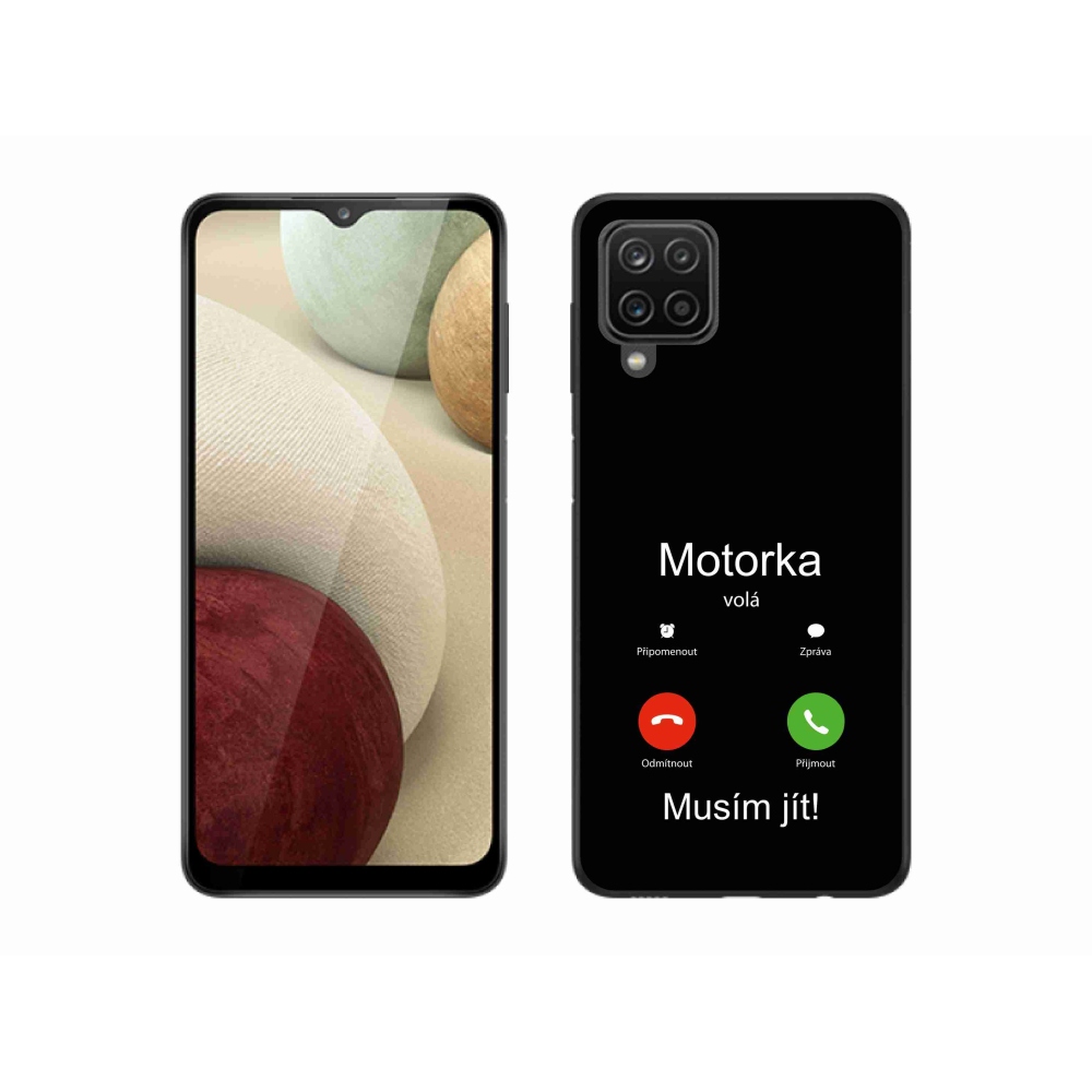 Gélový kryt mmCase na Samsung Galaxy A12 - motorka volá čierne pozadie