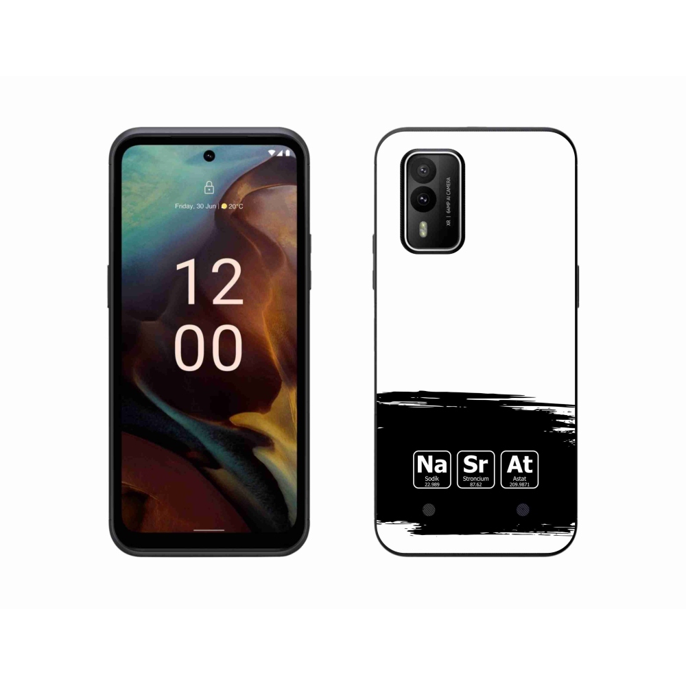 Gélový kryt mmCase na Nokia XR21 - chemické prvky čiernobiele pozadie