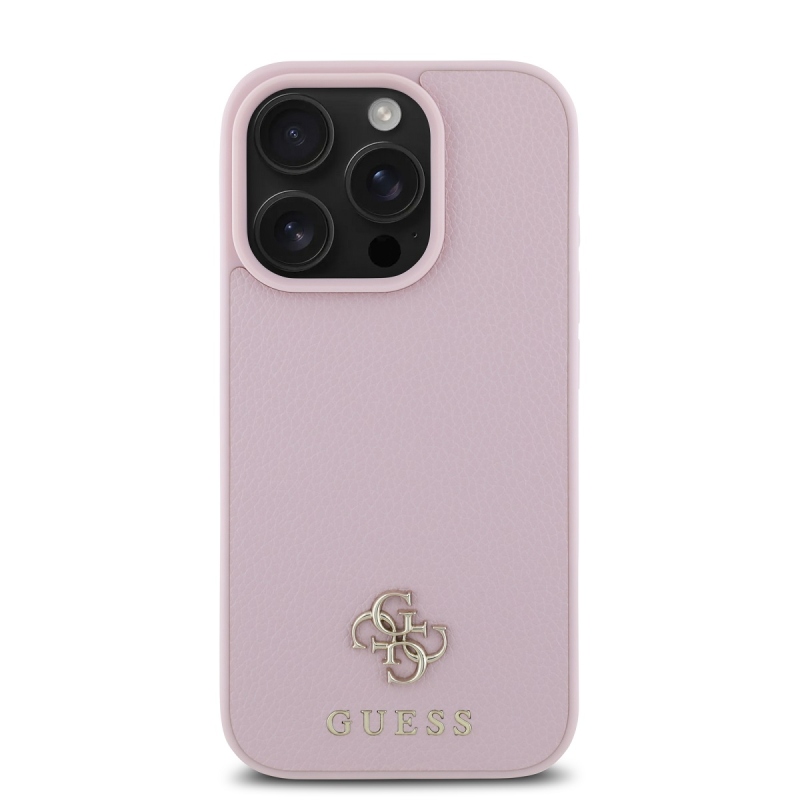 Guess PU Grained 4G Small Metal Logo MagSafe Zadný Kryt pre iPhone 16 Pro Pink