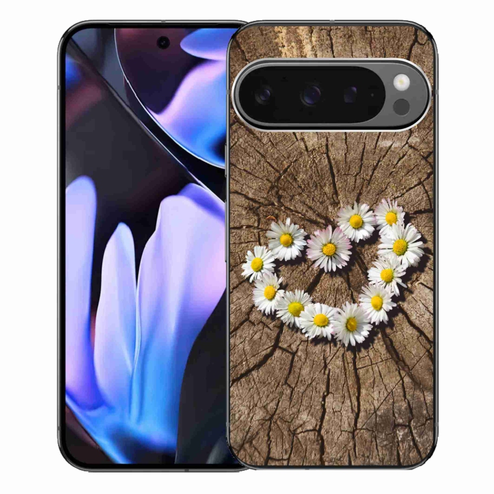 Gélový kryt mmCase na Google Pixel 9 Pro XL - srdce z margaréty