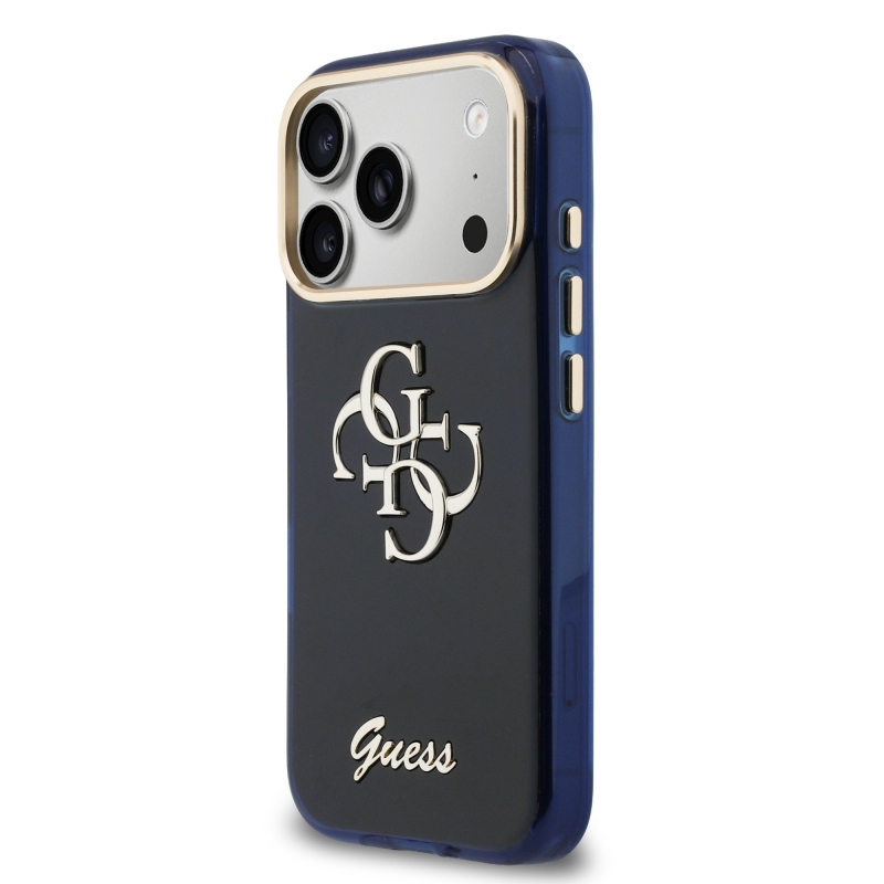 Guess IML 4G Script Metal Logo Zadný kryt pre iPhone 17 Pro Blue