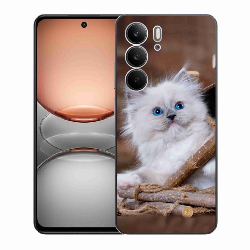 Gélový kryt mmCase na Realme C75 - biele mačiatko
