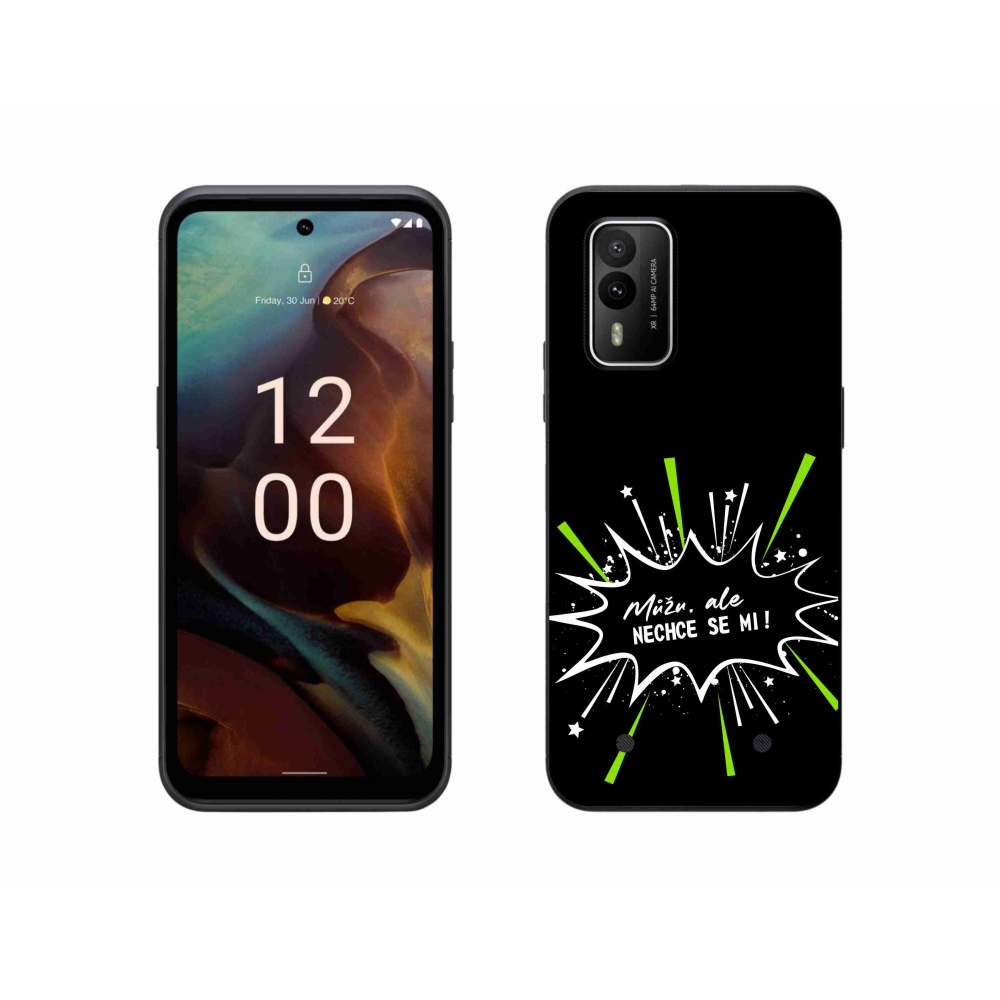 Gélový kryt mmCase na Nokia XR21 - vtipný text 11 čierne pozadie