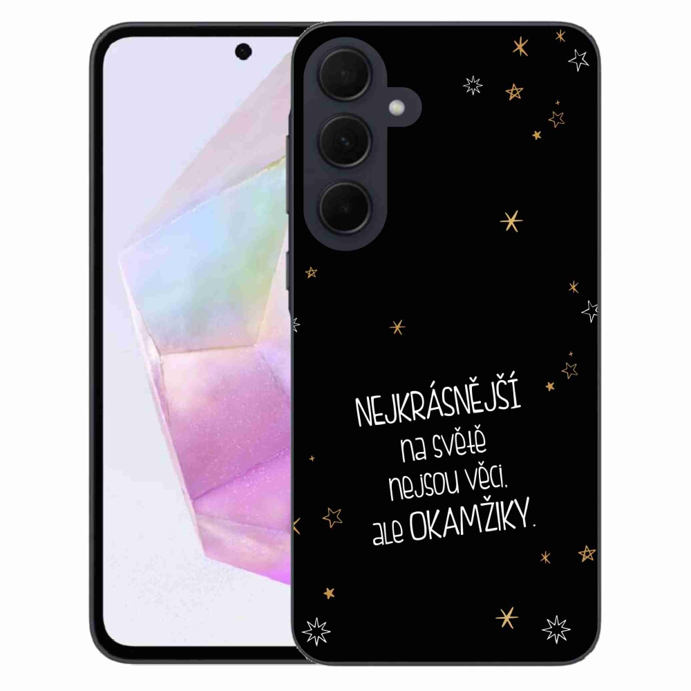 Gélový kryt mmCase na Samsung Galaxy A35 5G - citát 4 čierne pozadie