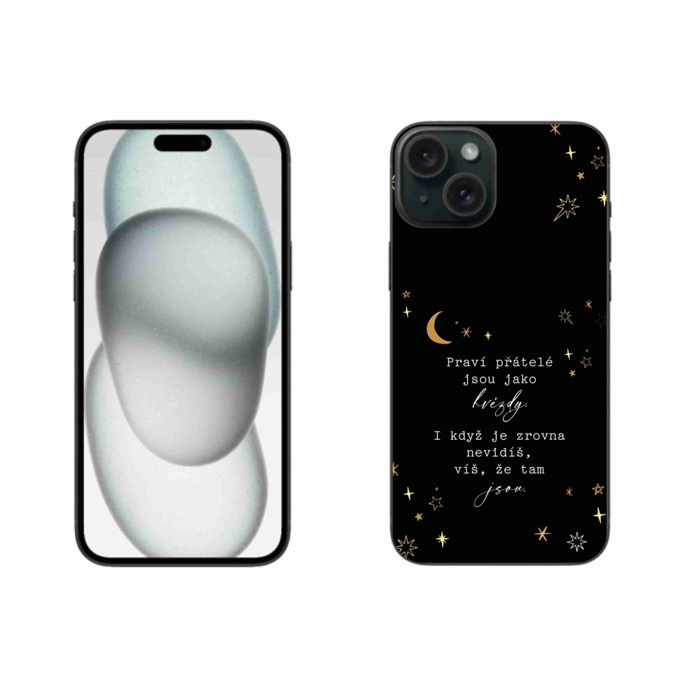 Gélový kryt mmCase na iPhone 15 Plus - citát 6 čierne pozadie