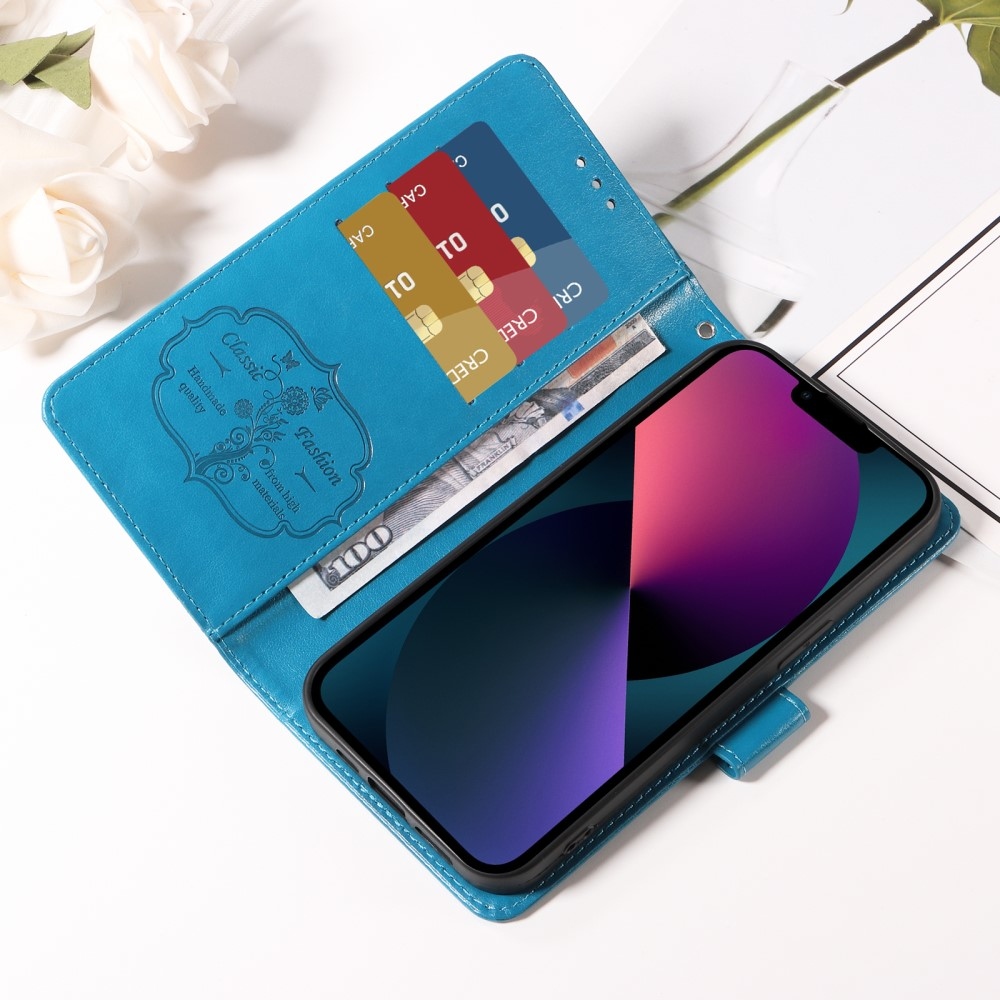 Flowery knižkové púzdro na Xiaomi Redmi A5 (173.45x79.35x8.45mm) - modré