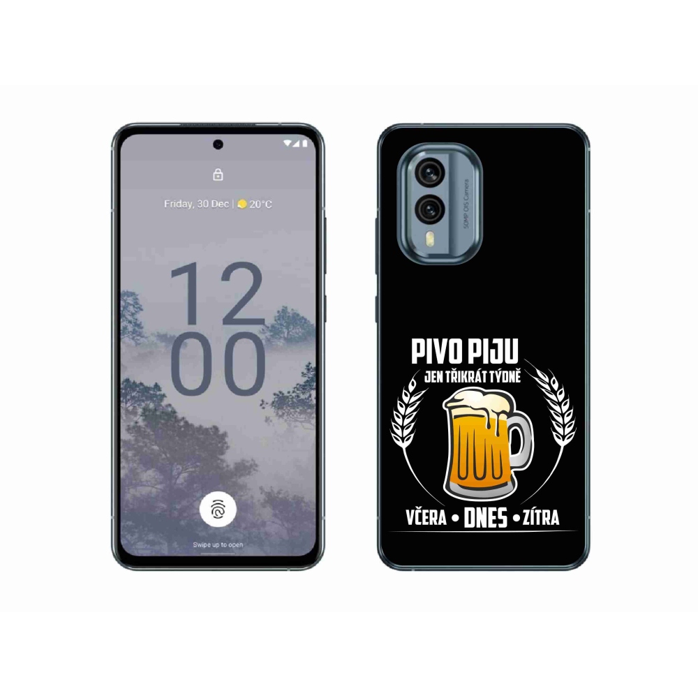 Gélový kryt mmCase na Nokia X30 5G - pivný motív čierne pozadie