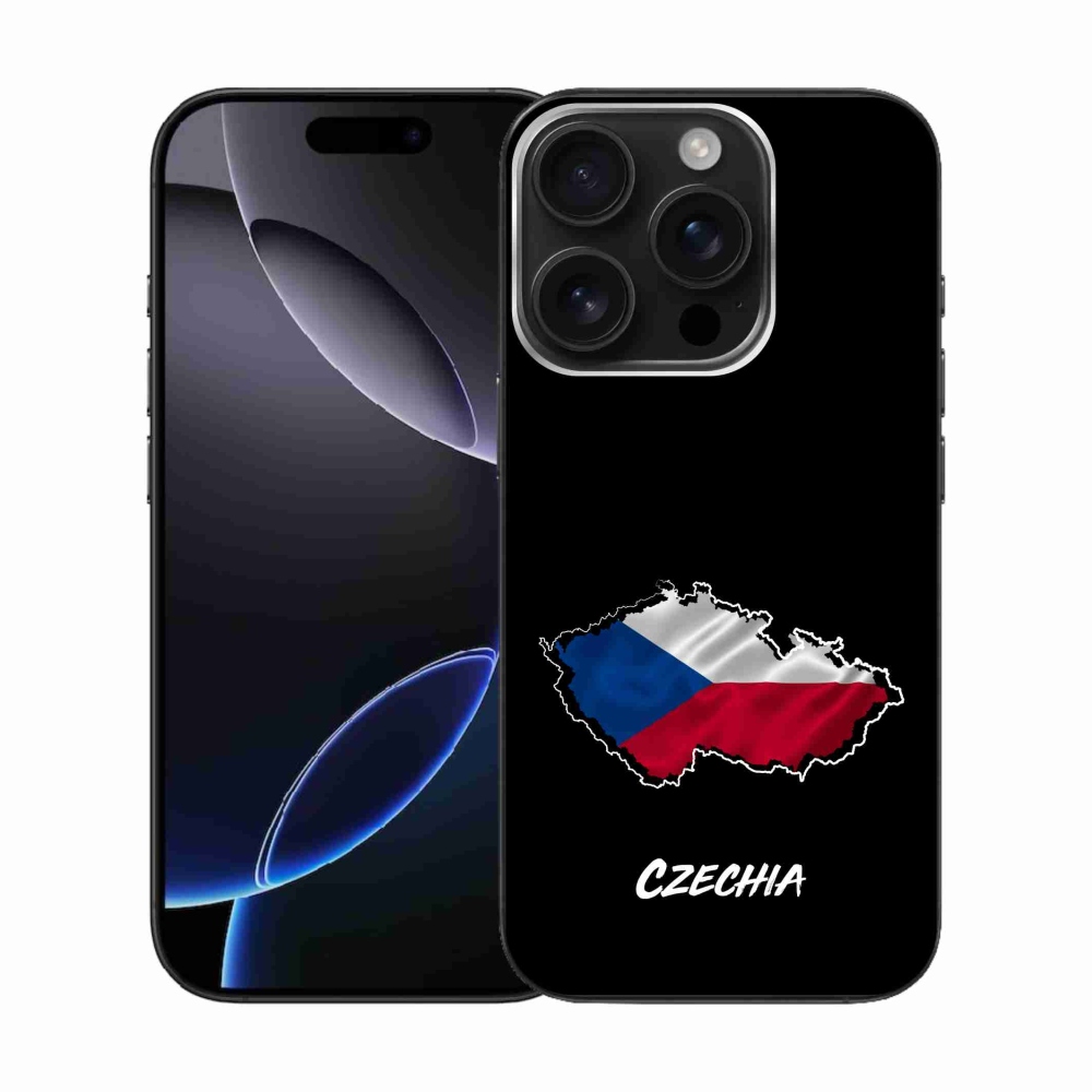 Gélový kryt mmCase na iPhone 16 Pro - Czechia čierne pozadie