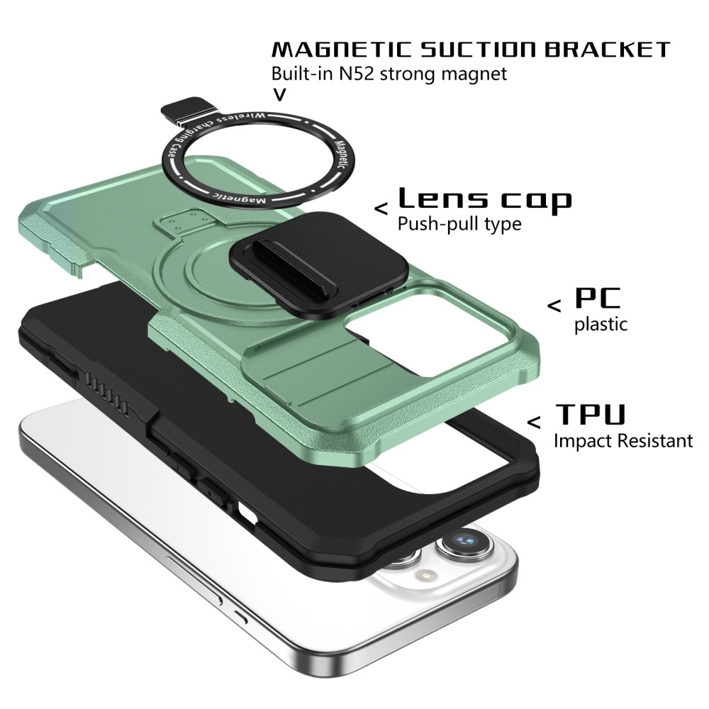 Military odolný kryt s MagSafe na iPhone 14 Pro Max - svetlozelený