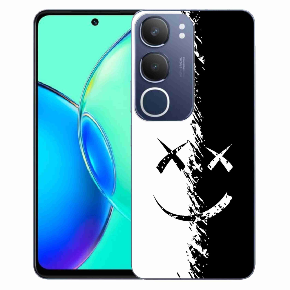 Gélový kryt mmCase na Vivo Y19s - čiernobiely smajlík