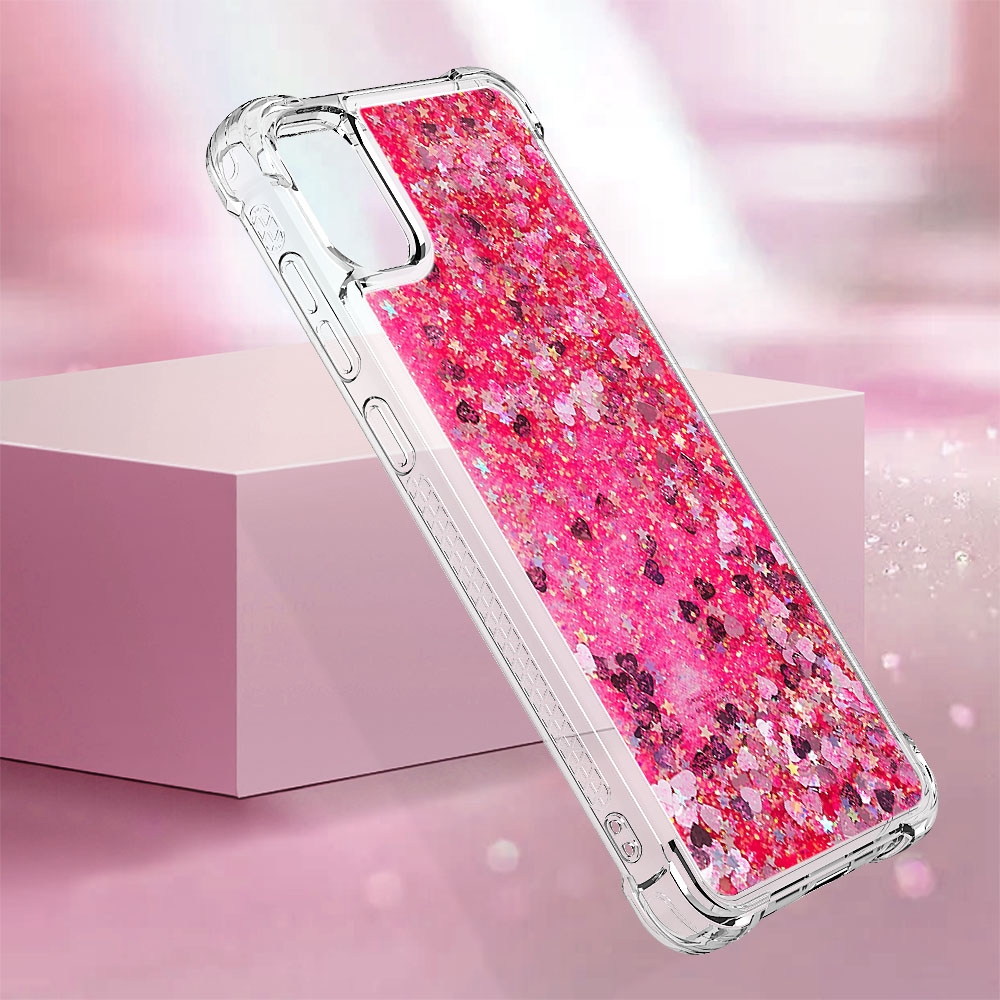 Glitter presýpacie gélový obal na Samsung Galaxy A07 4G - ružový/srdiečka