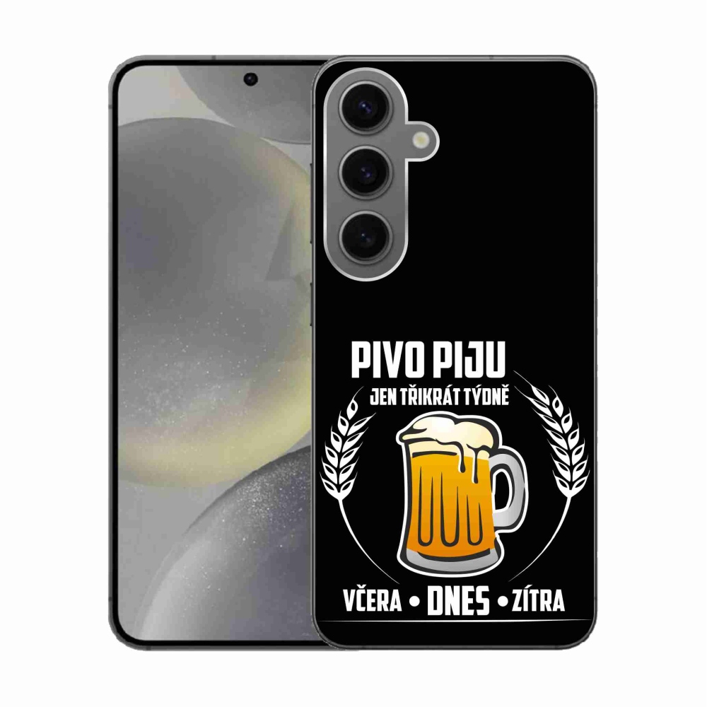 Gélový kryt mmCase na Samsung Galaxy S24 - pivný motív čierne pozadie
