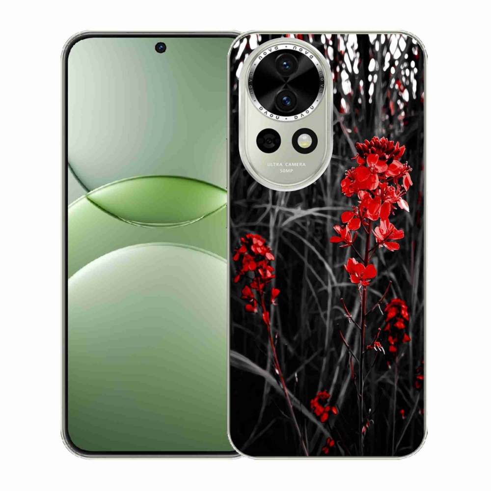 Gélový kryt mmCase na Huawei Nova 13 5G - červená rastlina