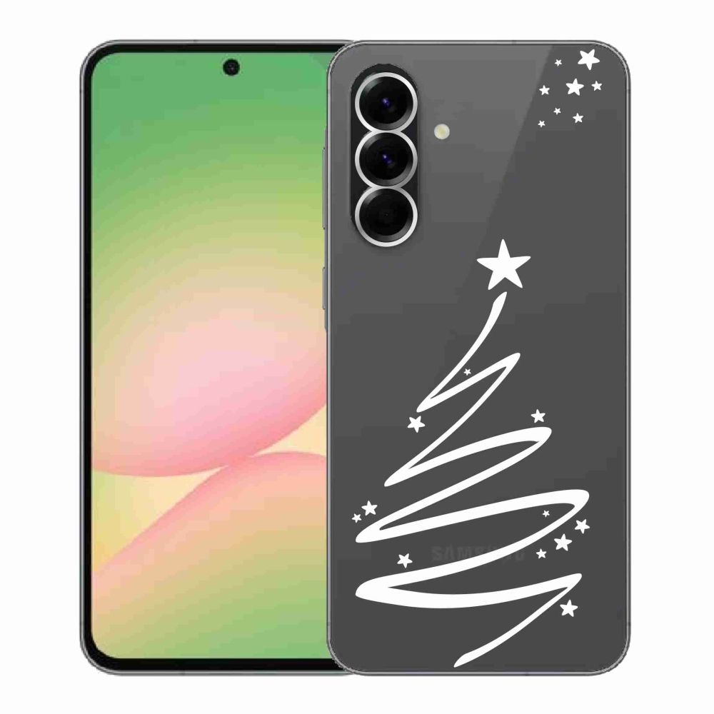 Gélový kryt mmCase na Samsung Galaxy A56 5G - biely stromček na priehľadnom pozadí