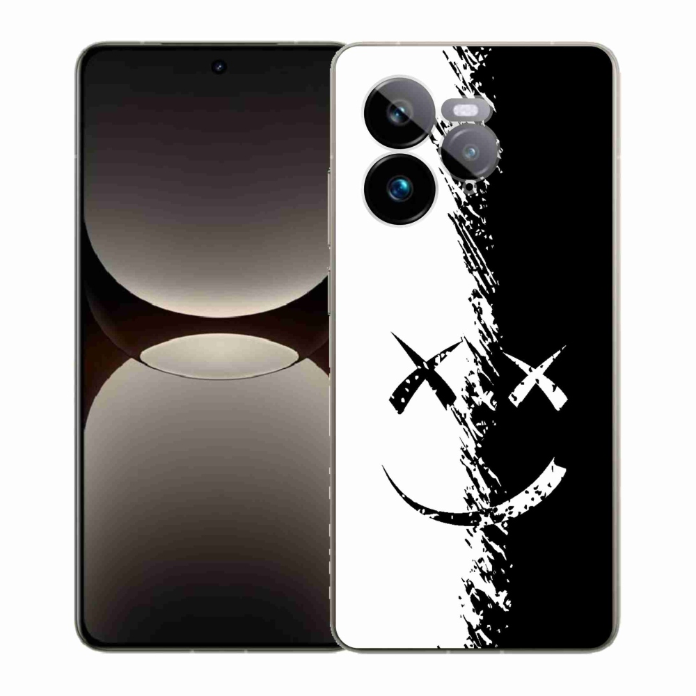 Gélový kryt mmCase na Realme GT 7 Pro 5G - čiernobiely smajlík