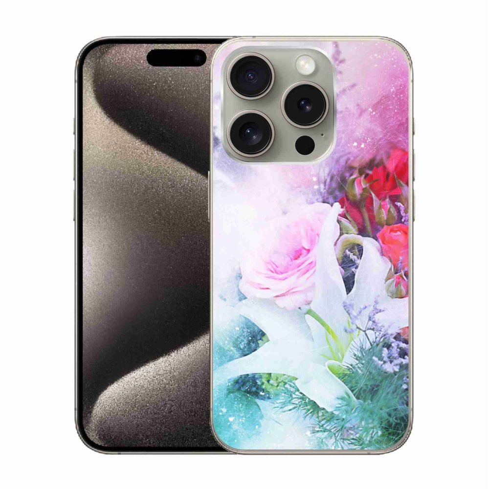 Gélový kryt mmCase na iPhone 15 Pro - kvety 4