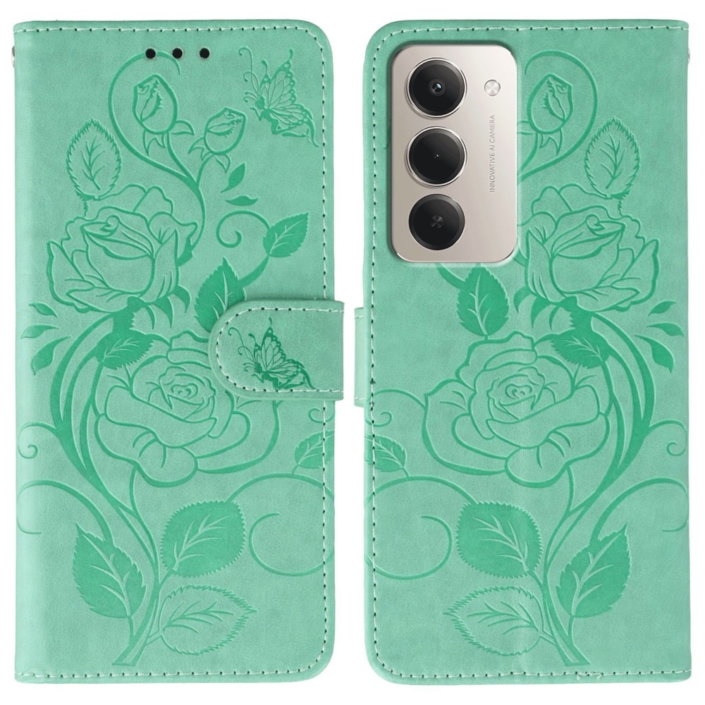 Roses knižkové puzdro na Xiaomi Redmi 15 5G - modrozelené