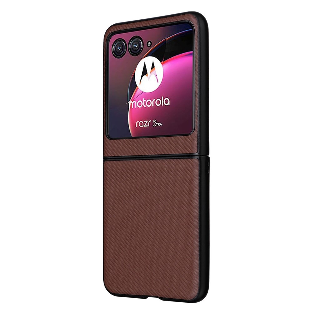 Textúry plastový kryt s umelou kožou na Motorola Razr 40 Ultra 5G - hnedý