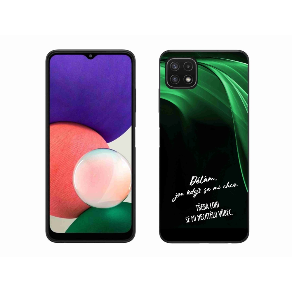 Gélový kryt mmCase na Samsung Galaxy A22 5G - vtipný text 12 čierne pozadie