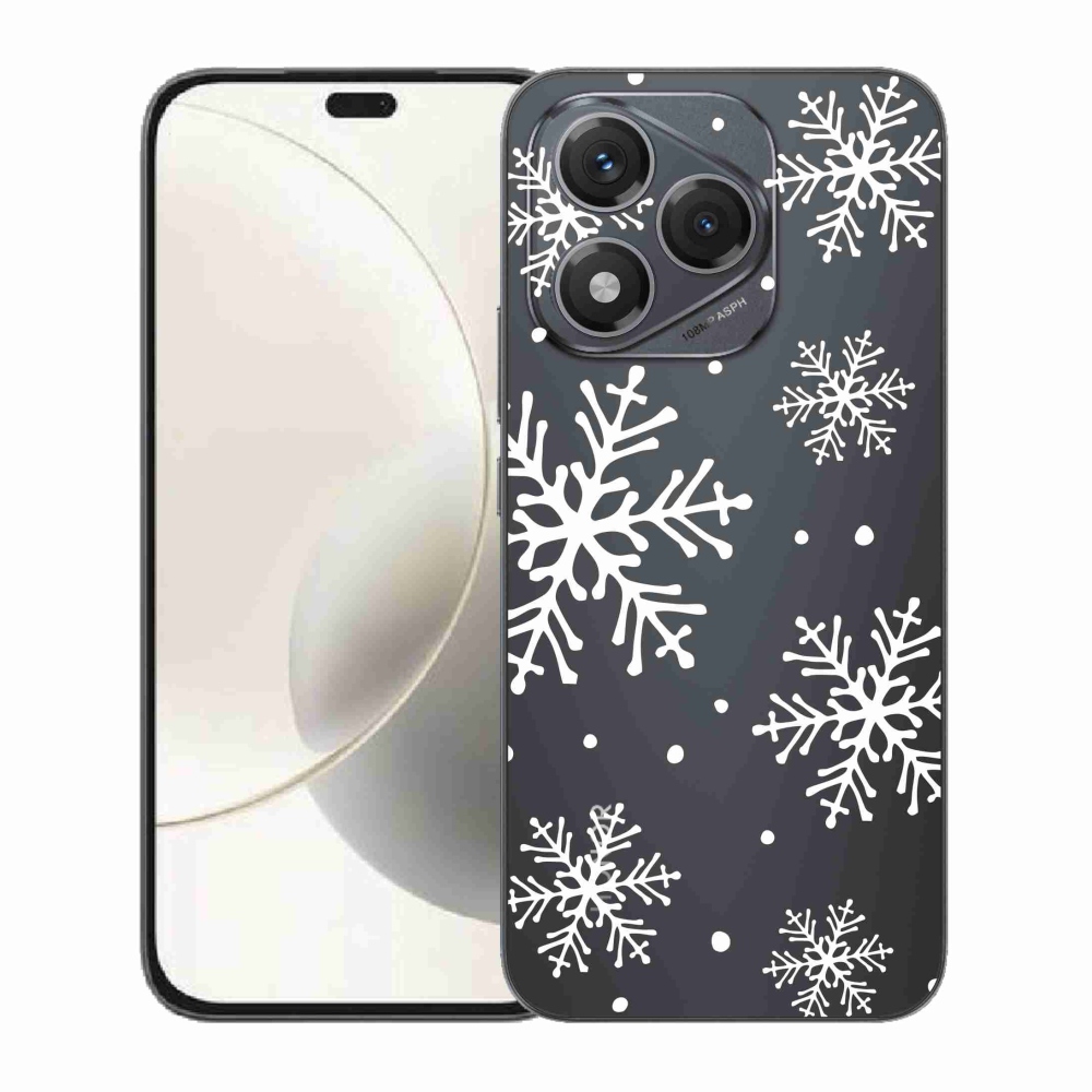 Gélový kryt mmCase na Honor 400 Lite - biele vločky na priehľadnom pozadí