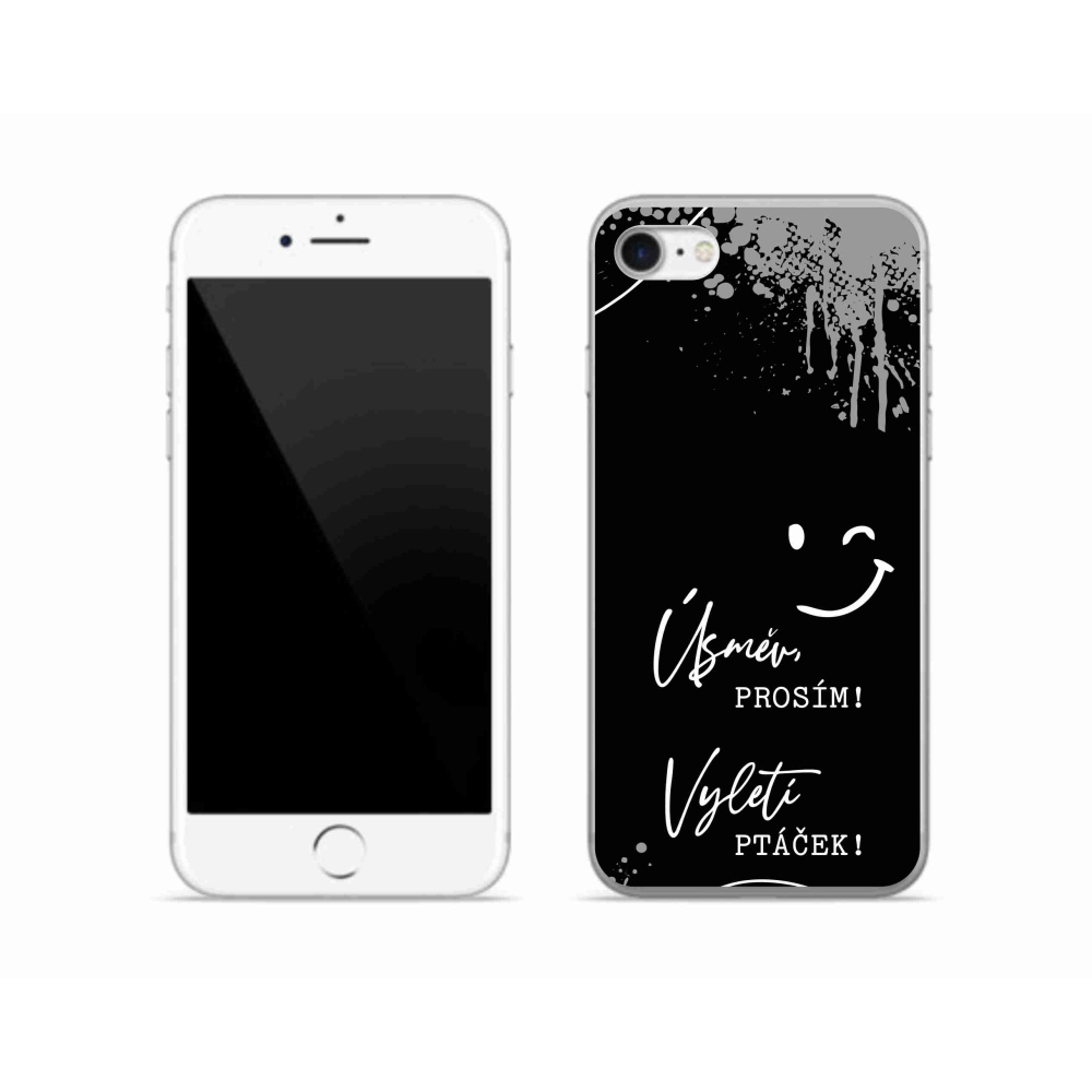 Gélový kryt mmCase na iPhone SE (2020) - vtipný text 4 čierne pozadie