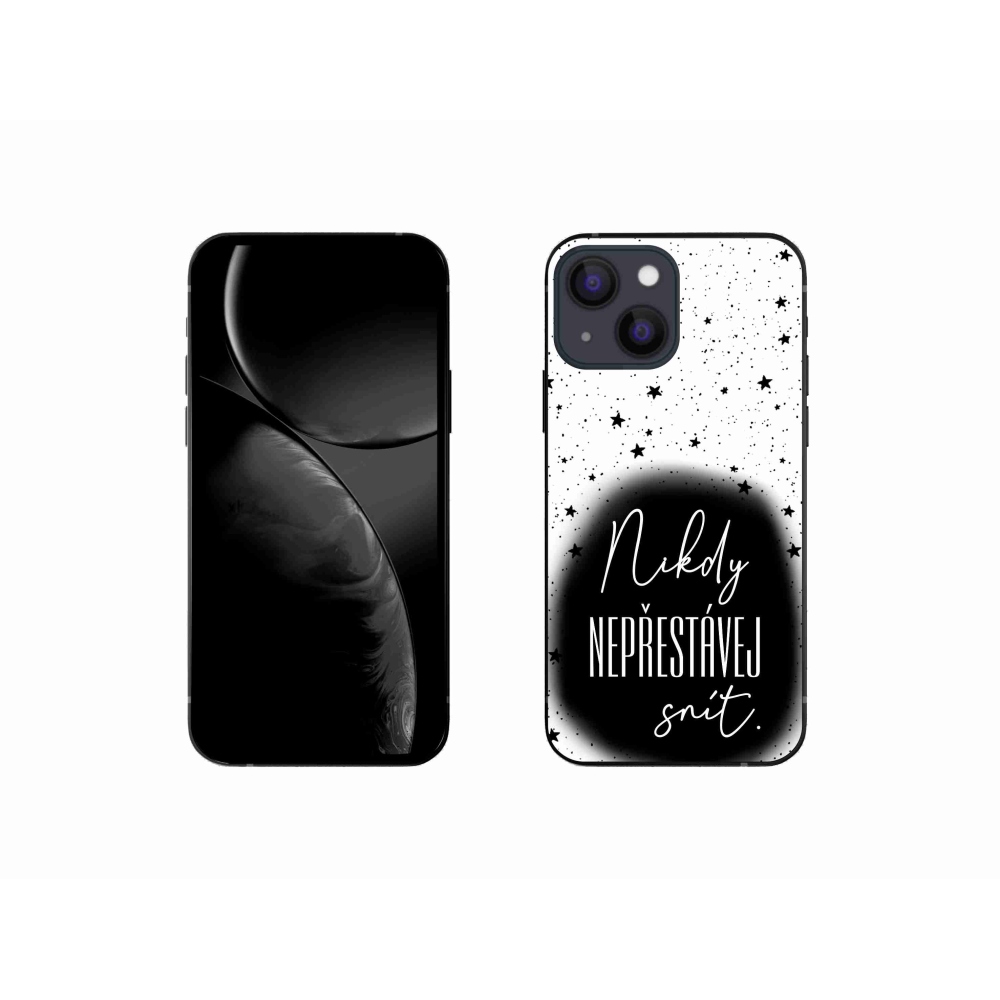 Gélový kryt mmCase na iPhone 13 mini 5.4 - citát 1 čiernobiele pozadie