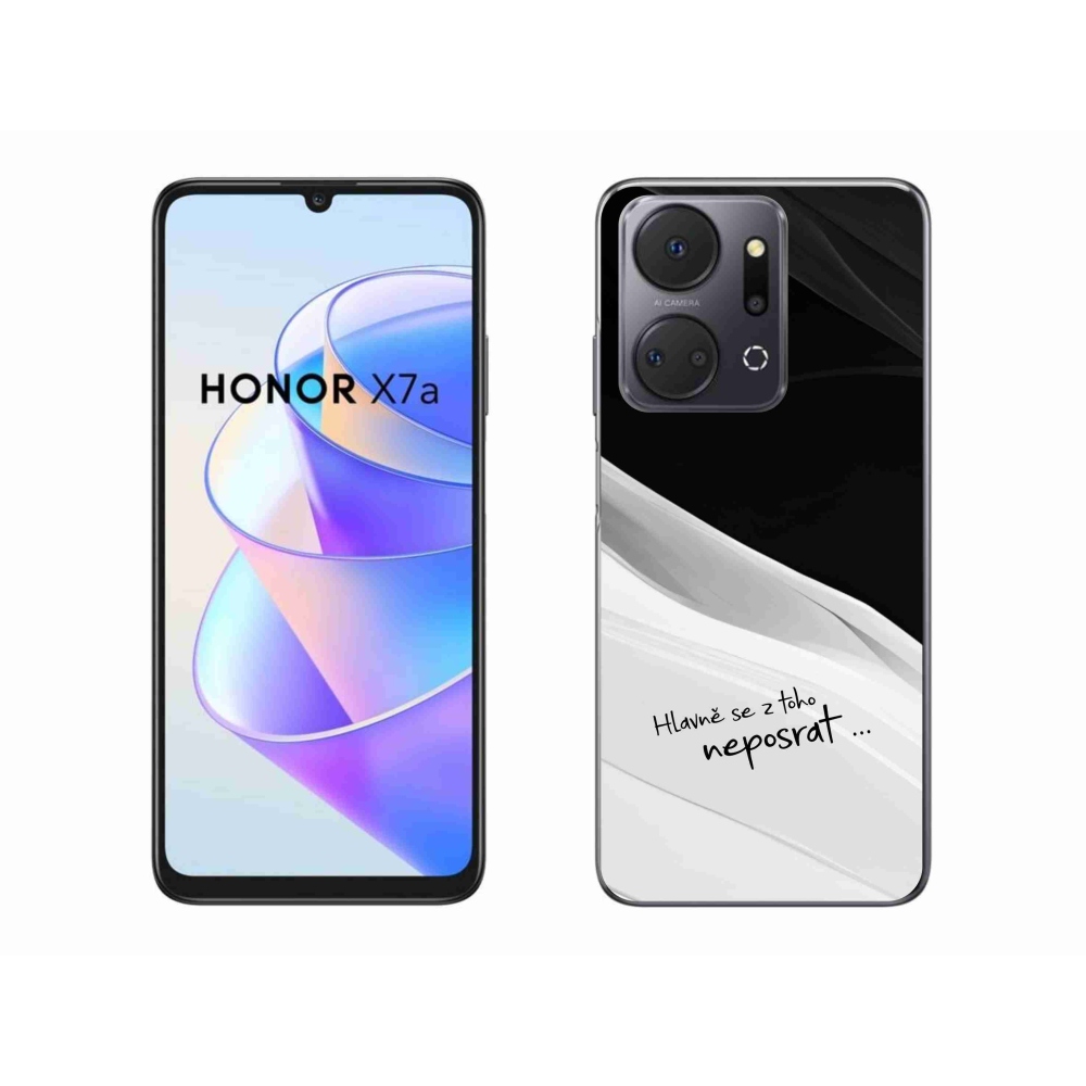Gélový kryt mmCase na Honor X7a - vtipný text 13 bieločierne pozadie