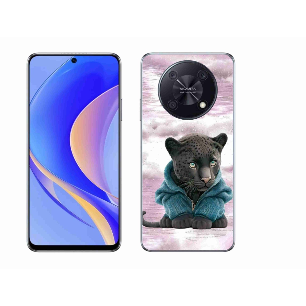 Gelový kryt mmCase na Huawei Nova Y90 - černý panter ve svetru