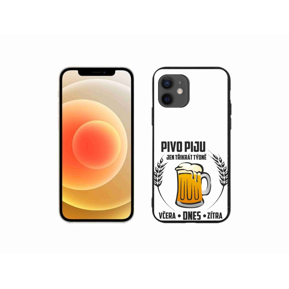 Gélový kryt mmCase na iPhone 12 mini - pivný motív biele pozadie