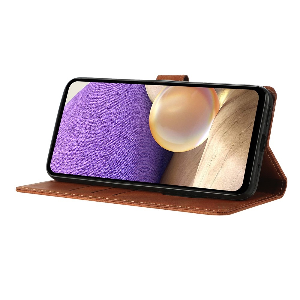 Triangly knižkové púzdro na Xiaomi 15T Pro - hnedé