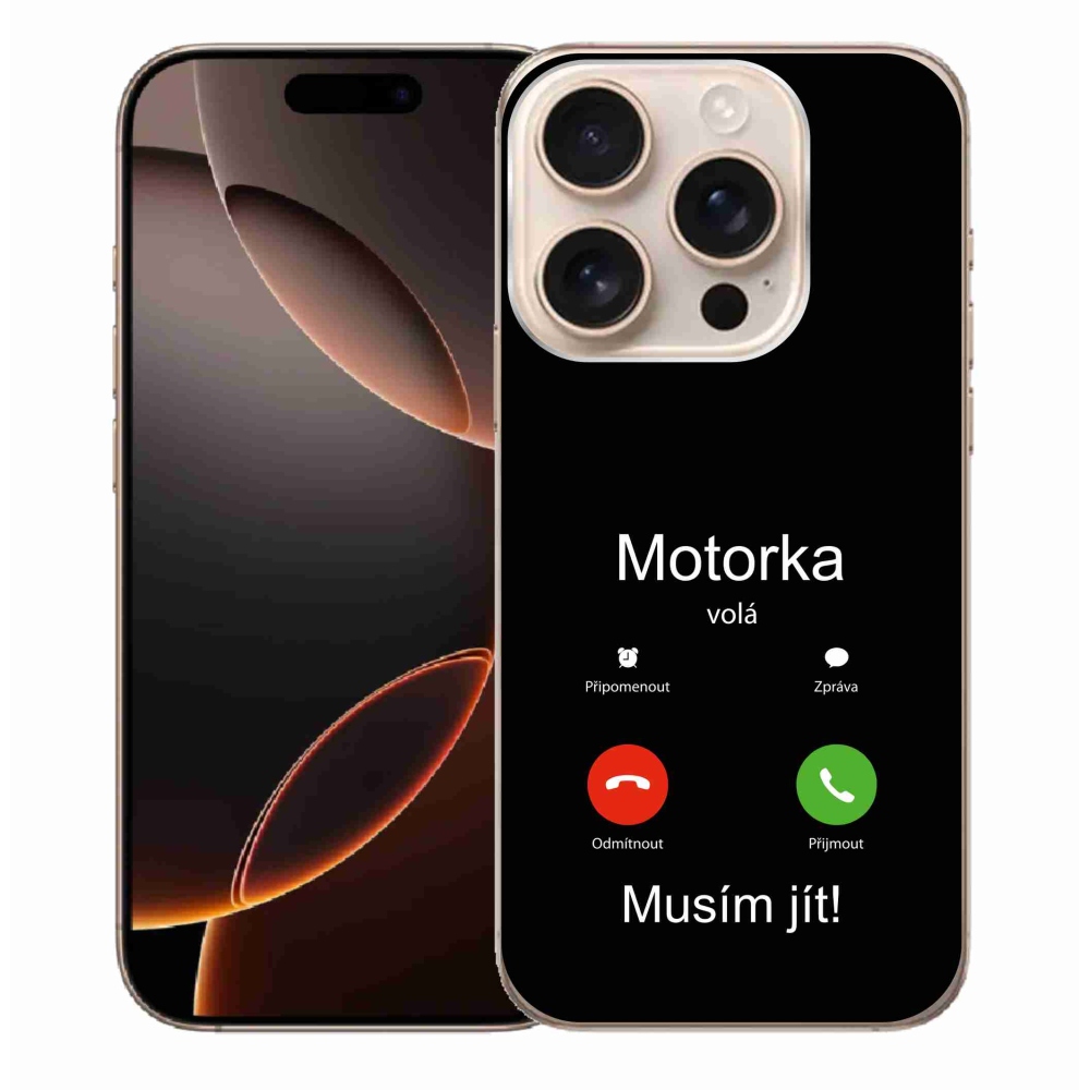 Gélový kryt mmCase na iPhone 16 Pro Max - motorka volá čierne pozadie