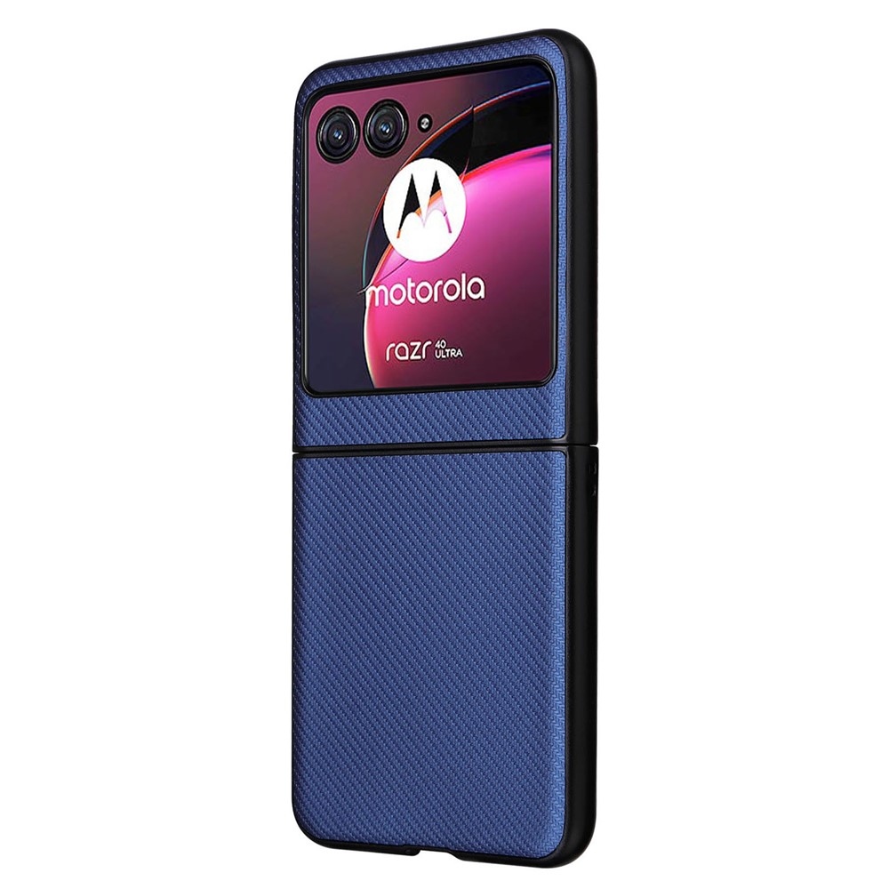 Textúry plastový kryt s umelou kožou na Motorola Razr 40 Ultra 5G - modrý