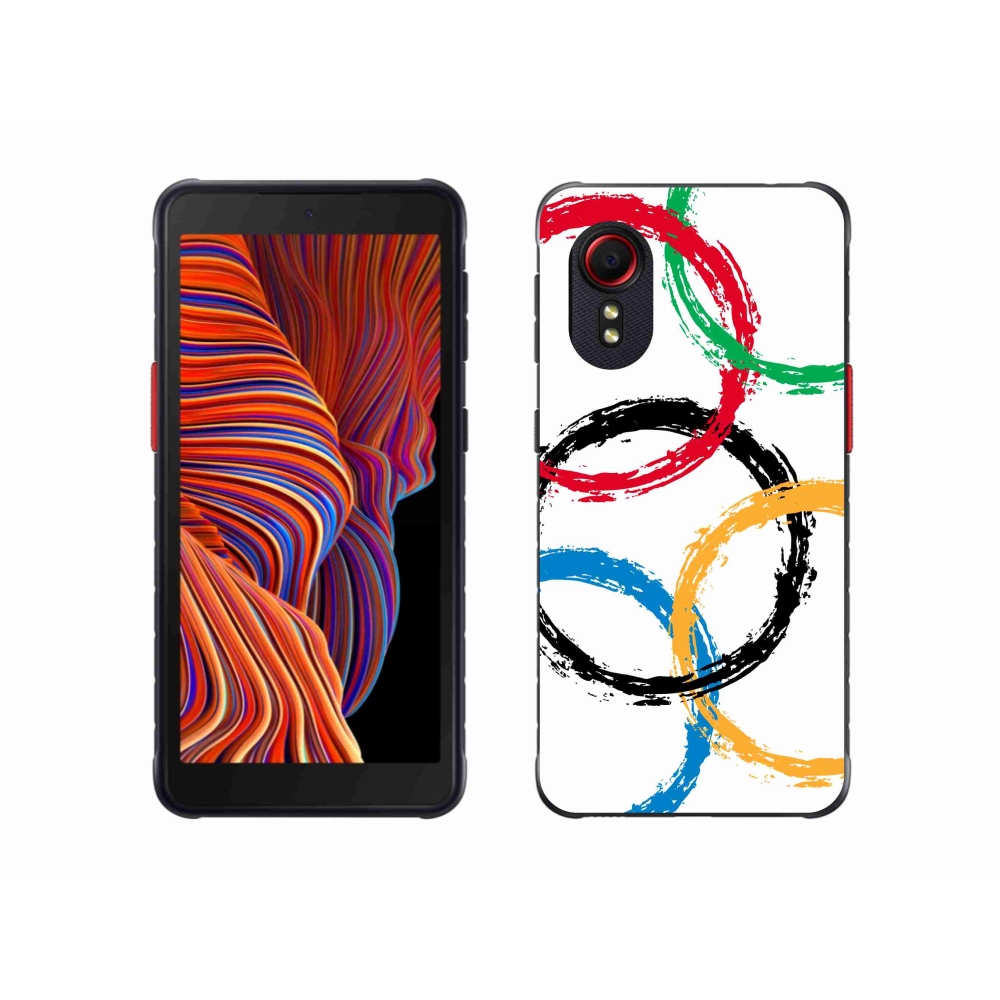 Gélový kryt mmCase na Samsung Galaxy Xcover 5 - olympijské kruhy biele pozadie