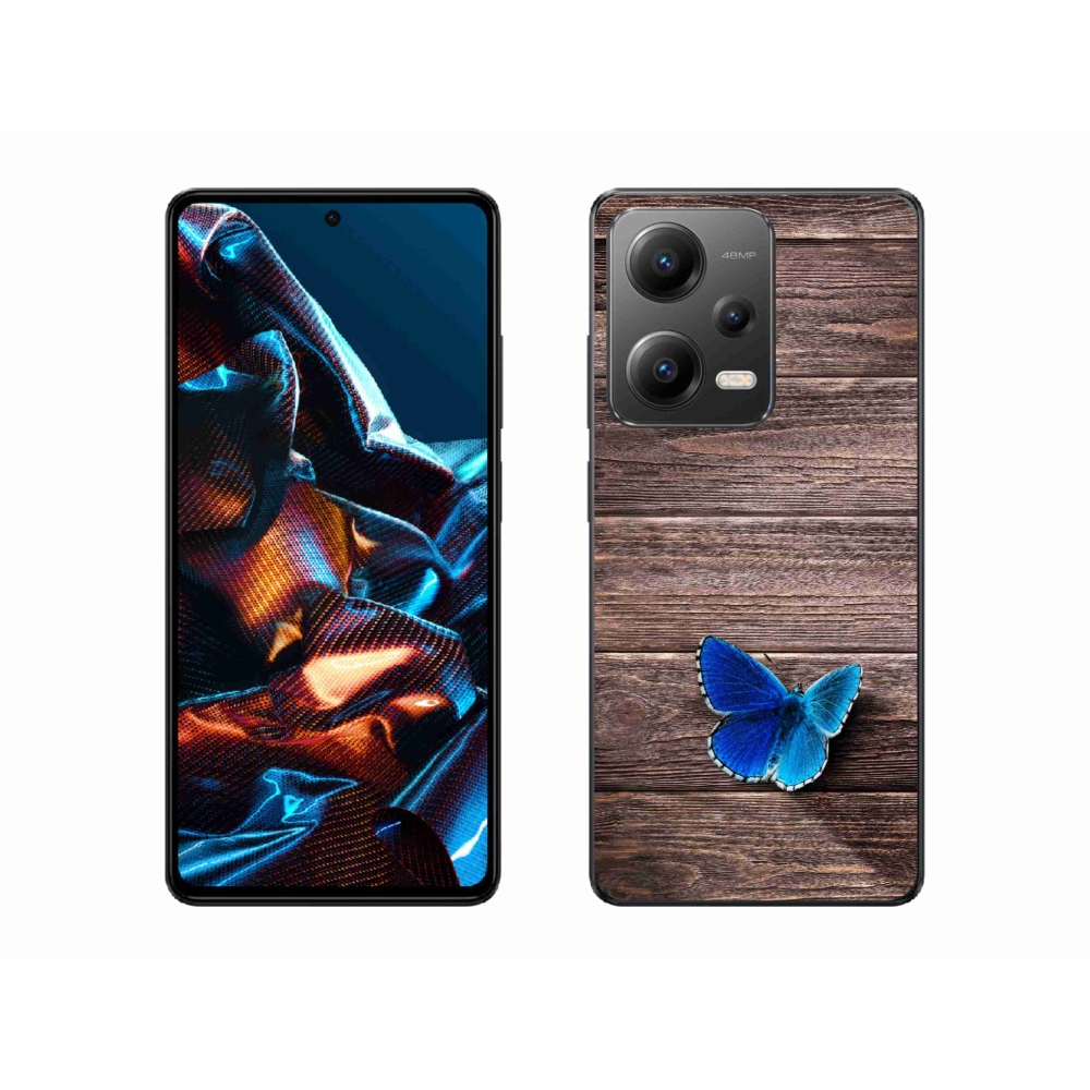 Gélový kryt mmCase na mobil Xiaomi Redmi Note 12 Pro 5G - modrý motýľ 1