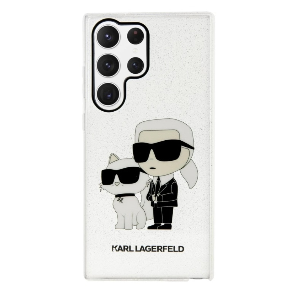 Karl Lagerfeld IML Glitter Karl and Choupette NFT kryt pre Samsung Galaxy S23 Ultra číry