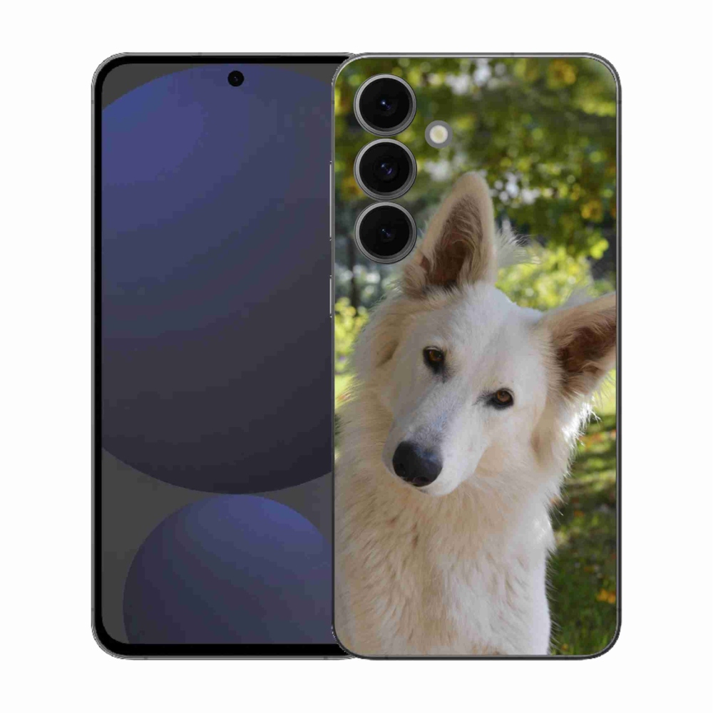 Gélový kryt mmCase na Samsung Galaxy S25 FE - biely švajčiarsky ovčiak 1