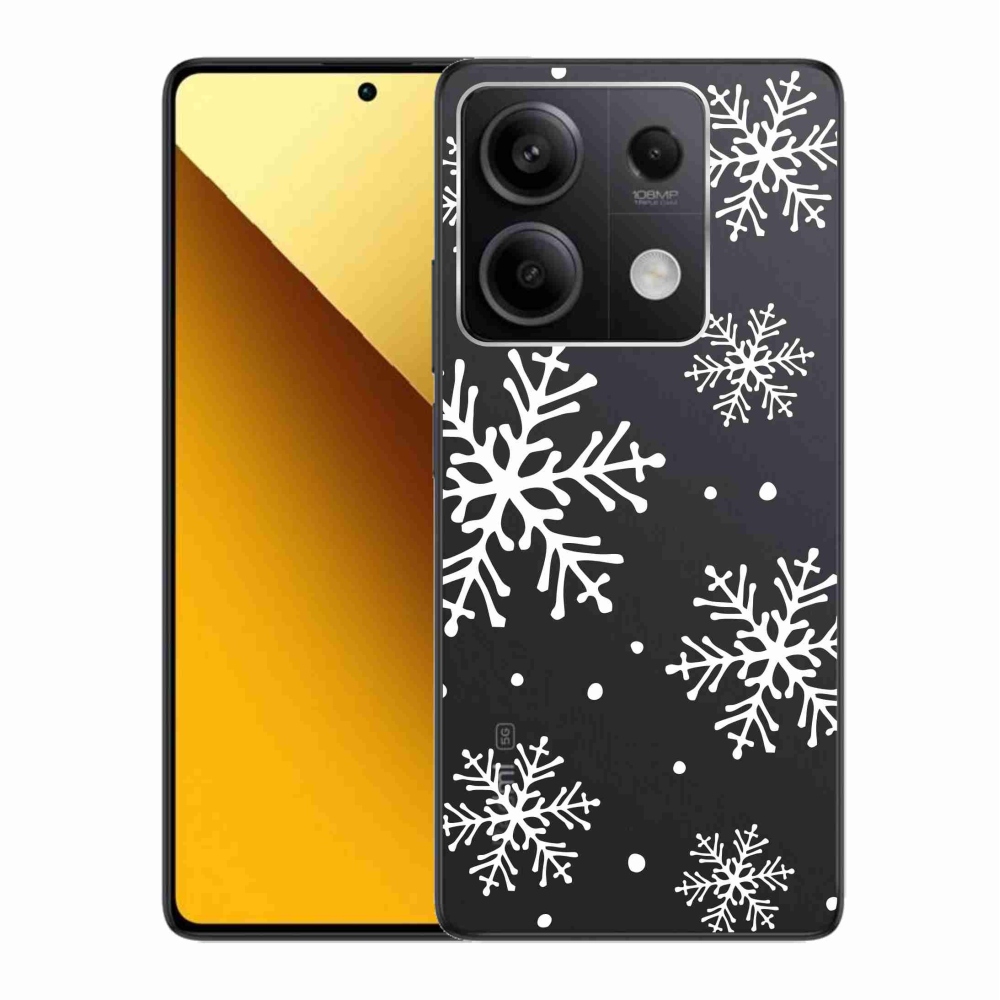 Gélový kryt mmCase na Xiaomi Redmi Note 13 5G - biele vločky na priehľadnom pozadí