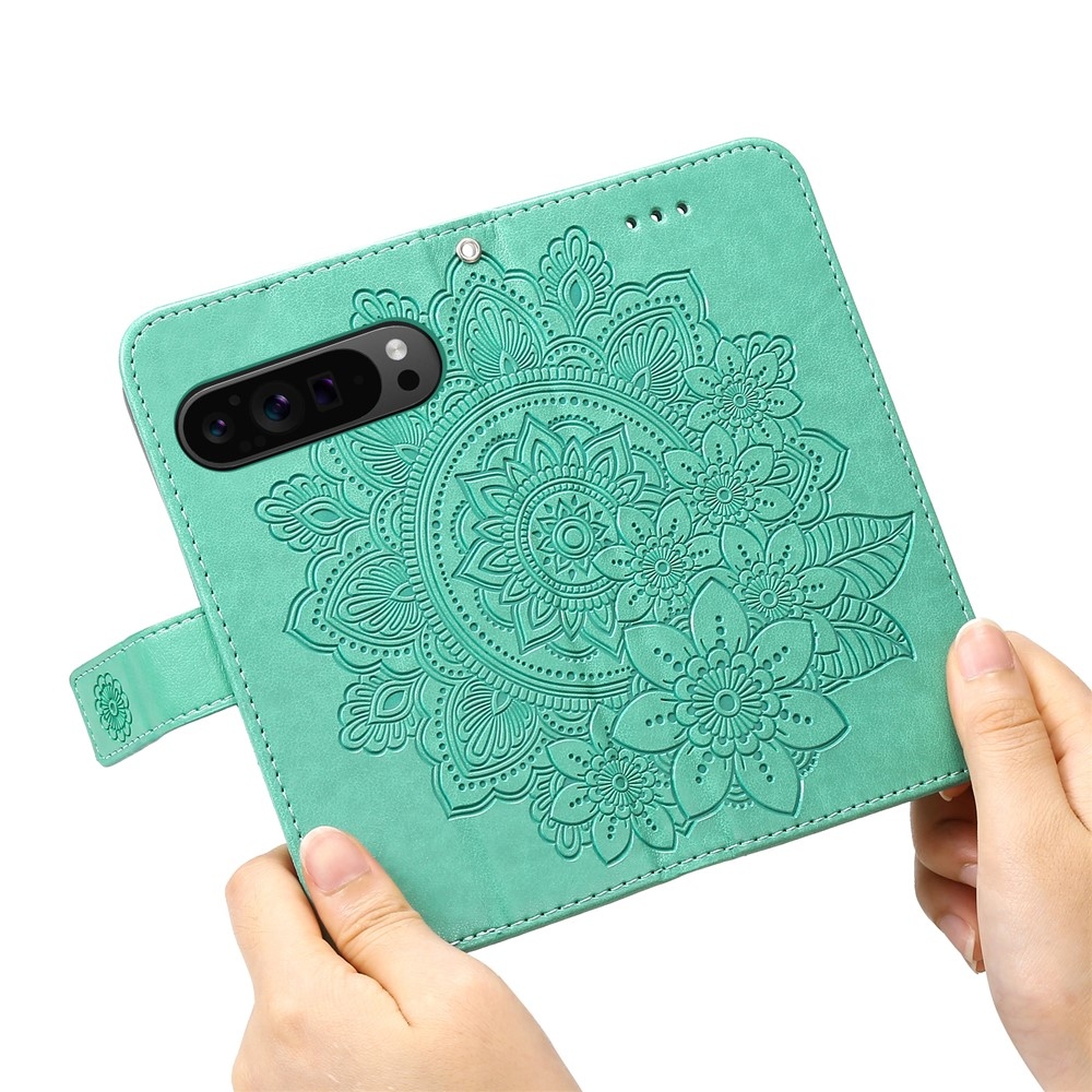 Mandala knižkové puzdro na Google Pixel 10 Pro XL/Pixel 9 Pro XL - modrozelené
