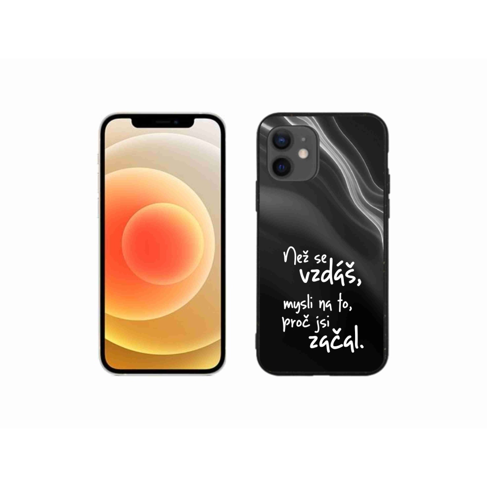 Gélový kryt mmCase na iPhone 12 mini - citát 2 čierne pozadie