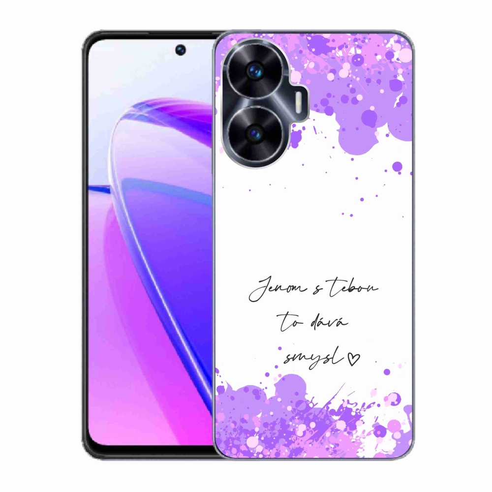 Gélový kryt mmCase na Realme C55 - zamilovaný text biele pozadie