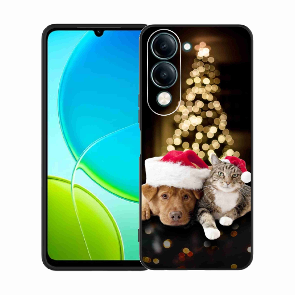 Gélový kryt mmCase na Vivo Y29s 5G - vianočný pes a mačka