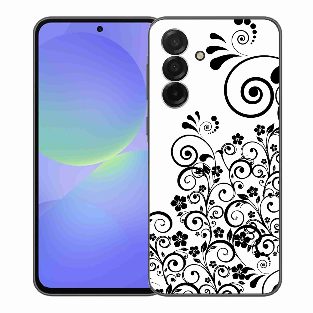 Gélový kryt mmCase na Samsung Galaxy A36 5G - čiernobiele kvetinové vzory