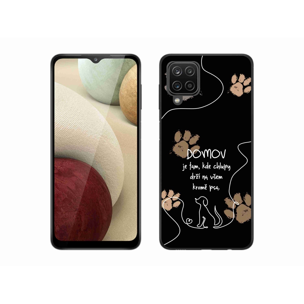 Gélový kryt mmCase na Samsung Galaxy A12 - psí motív čierne pozadie