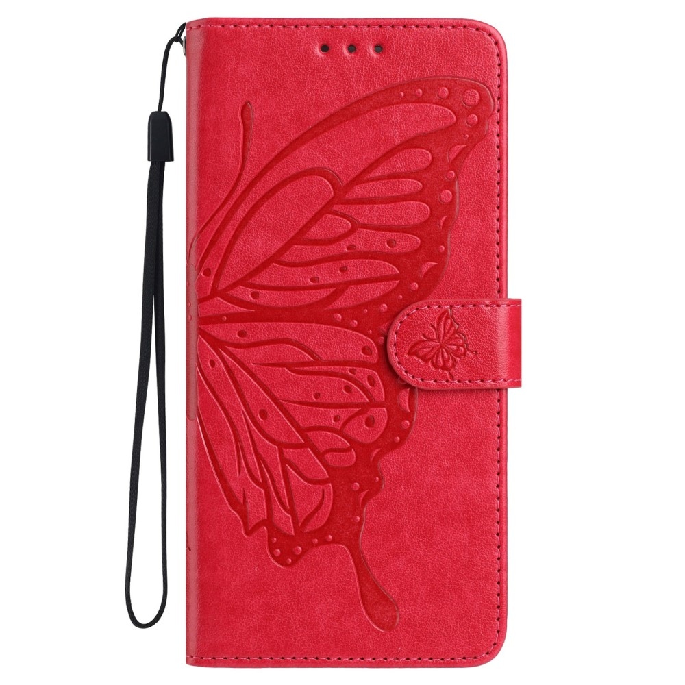 Floral Butterfly knižkové púzdro na Xiaomi Redmi A5 (171.7x77.8x8.3mm) - červené