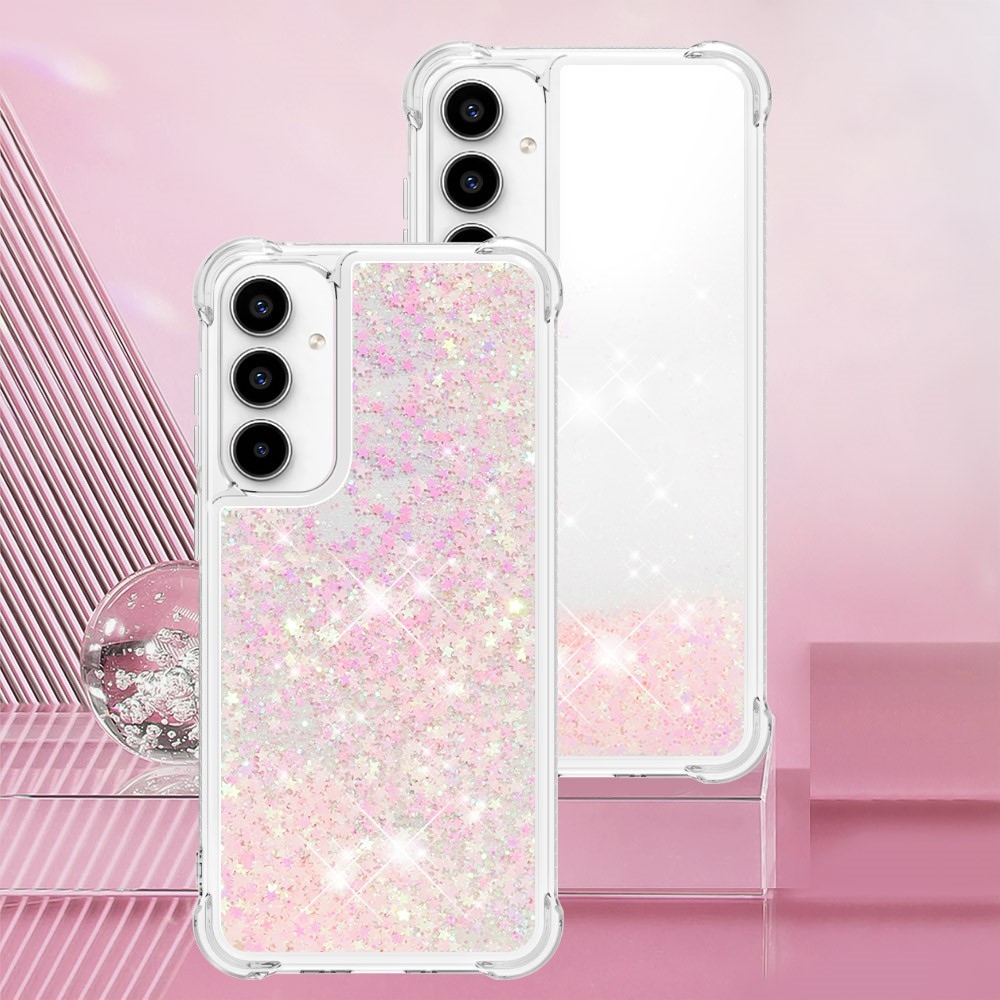 Glitter presýpací gélový obal na mobil Samsung Galaxy A36 5G - ružový/hviezdičky