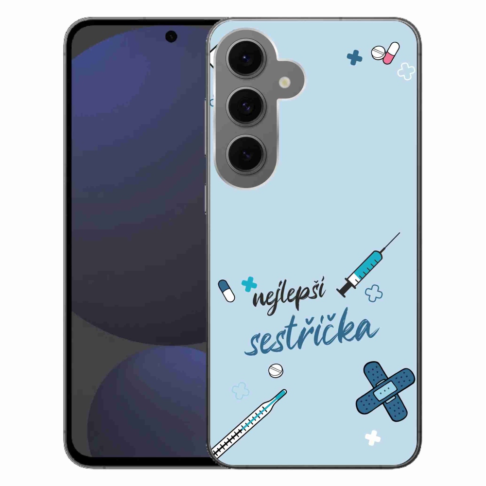 Gélový kryt mmCase na Samsung Galaxy S24 FE - najlepšia sestrička modré pozadie